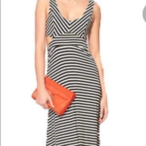Maxi Black and White Stripe Open Back Dress
